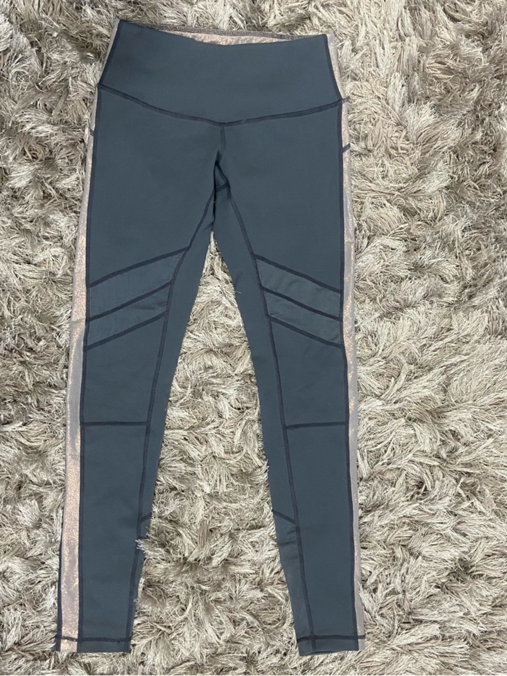 Zella Gray and Gold Shimmer Active Leggings